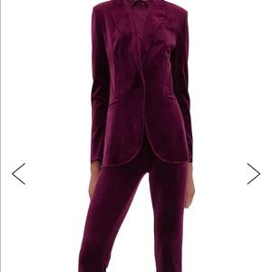 Norma Kamali Velvet Suit in Burgundy